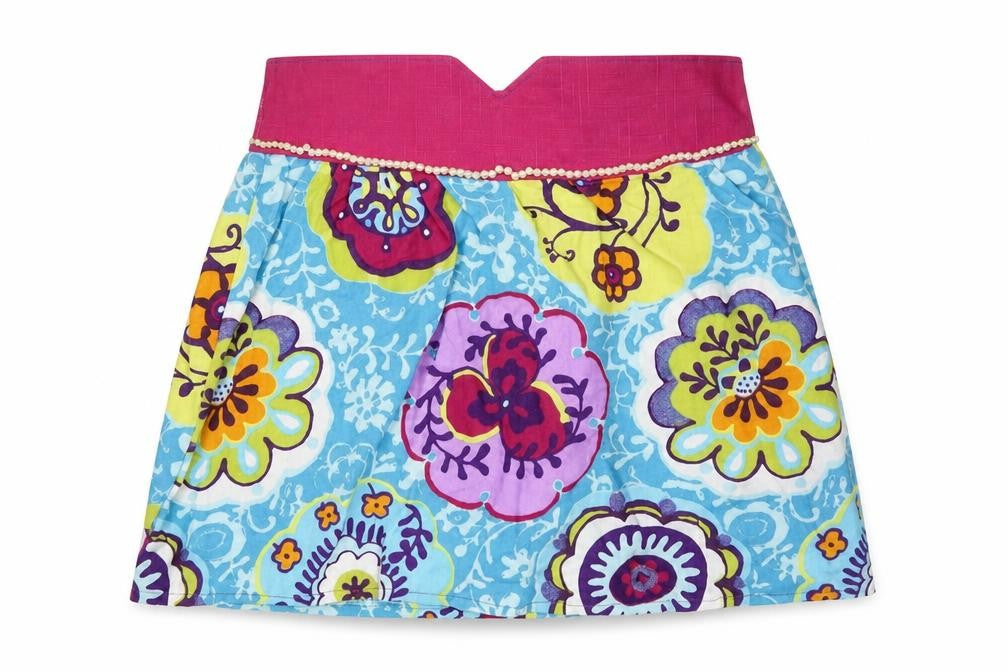 Preworn Womens Multicoloured Floral Polyester A-Line Skirt Size 30 in Zip