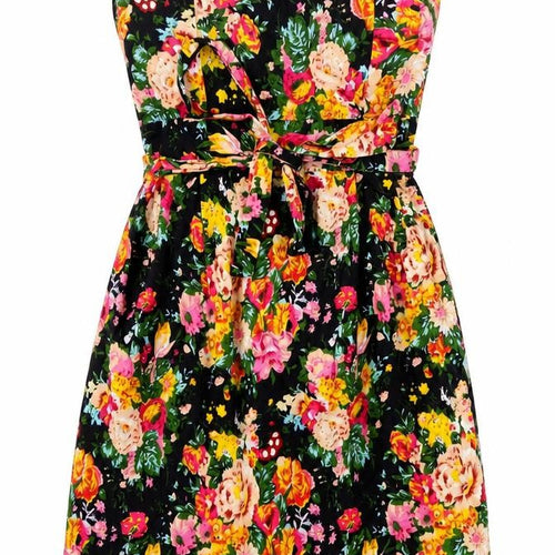 G-Heaven Womens Black Floral Cotton Mini Size S Off the Shoulder Pullover