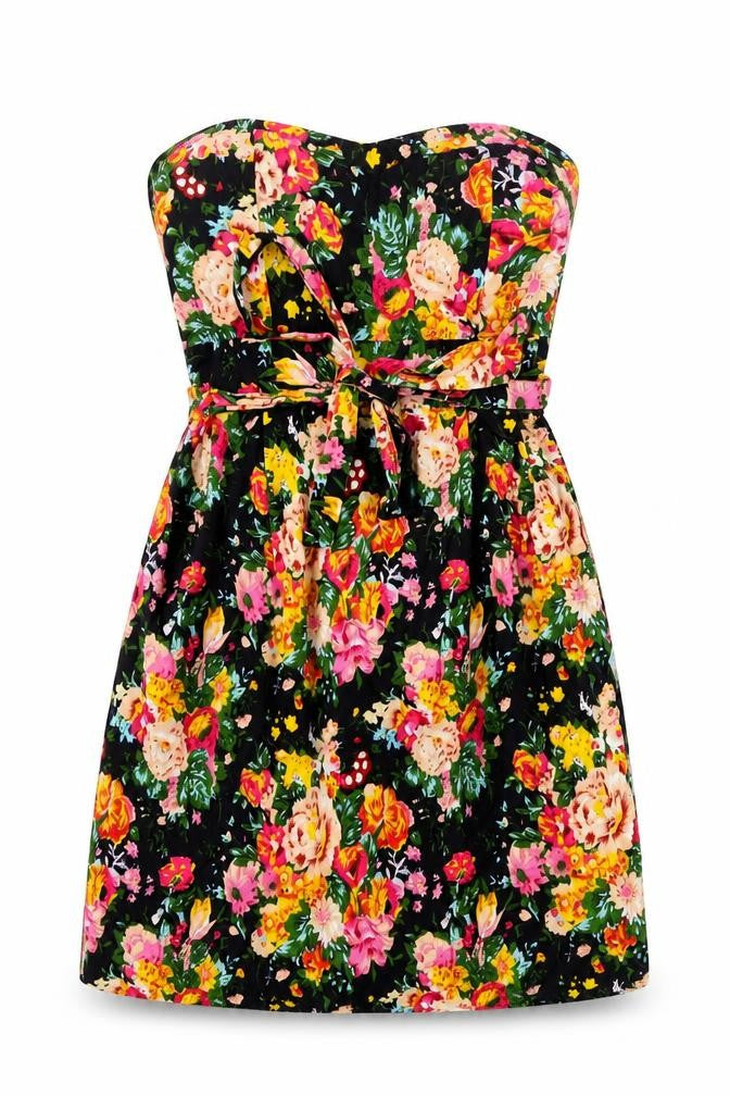 G-Heaven Womens Black Floral Cotton Mini Size S Off the Shoulder Pullover