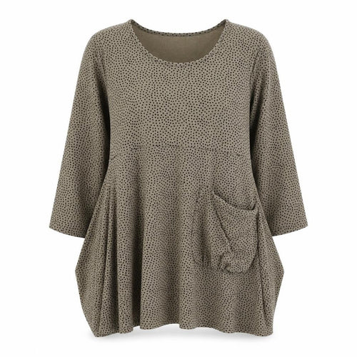 Masai Womens Brown Polka Dot Polyester Tunic Blouse Size S Round Neck - Asymmetric
