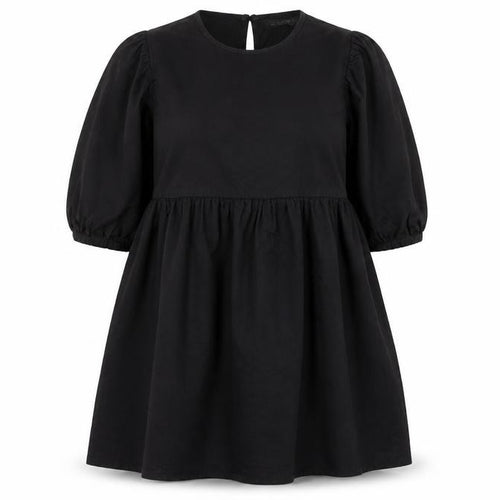 Denim & Co. Womens Black Cotton Fit & Flare Size 14 Round Neck Button