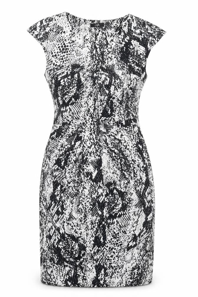 Wallis Womens Black Animal Print Polyester Pencil Dress Size S V-Neck Pullover - Snake Print