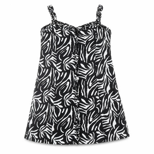 Boohoo Womens Black Animal Print Polyester Mini Size 12 Sweetheart Button - Zebra Print