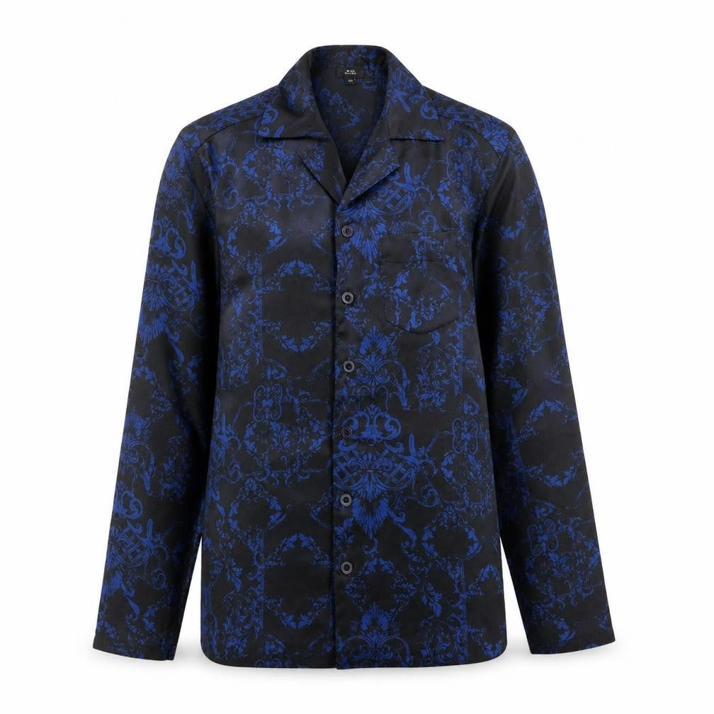 Front view of River Island women’s black geometric polyester basic button-up, size XS, collared