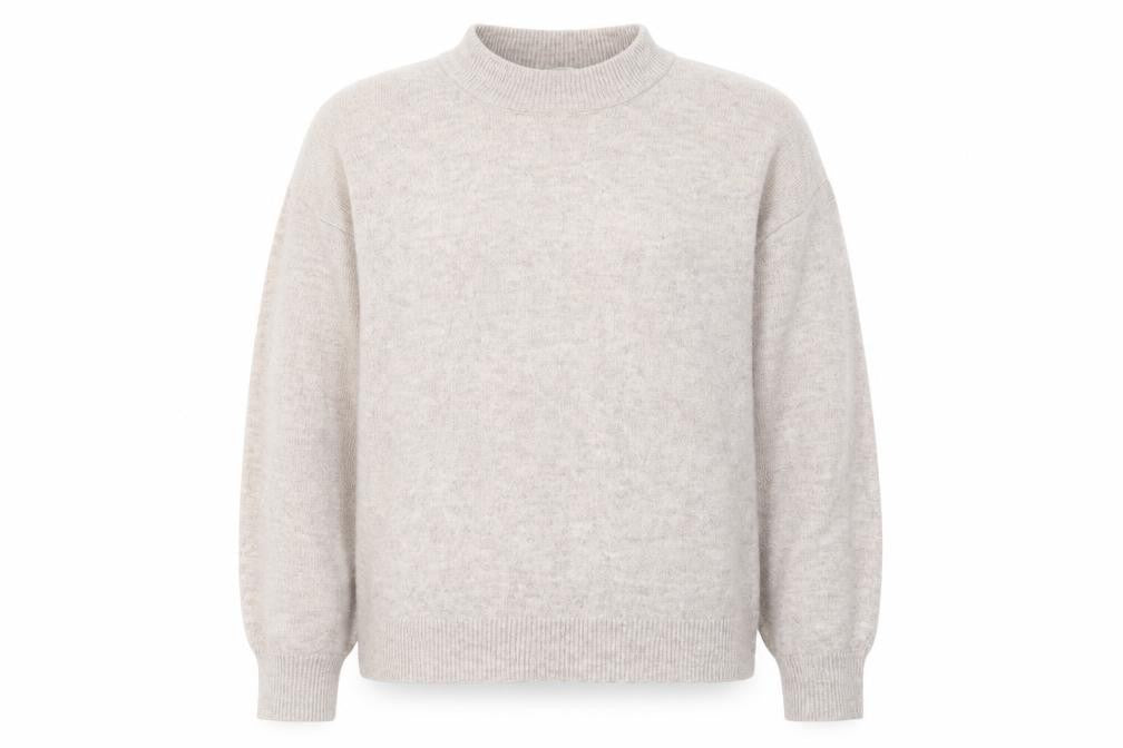 Front view of H&M women’s grey mock neck polyester jumper, size S