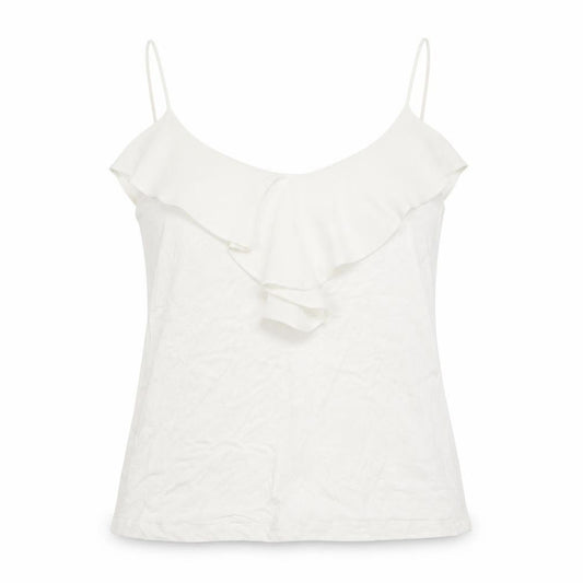 Front view of H&M women’s white polyester basic tank, size L, scoop neck
