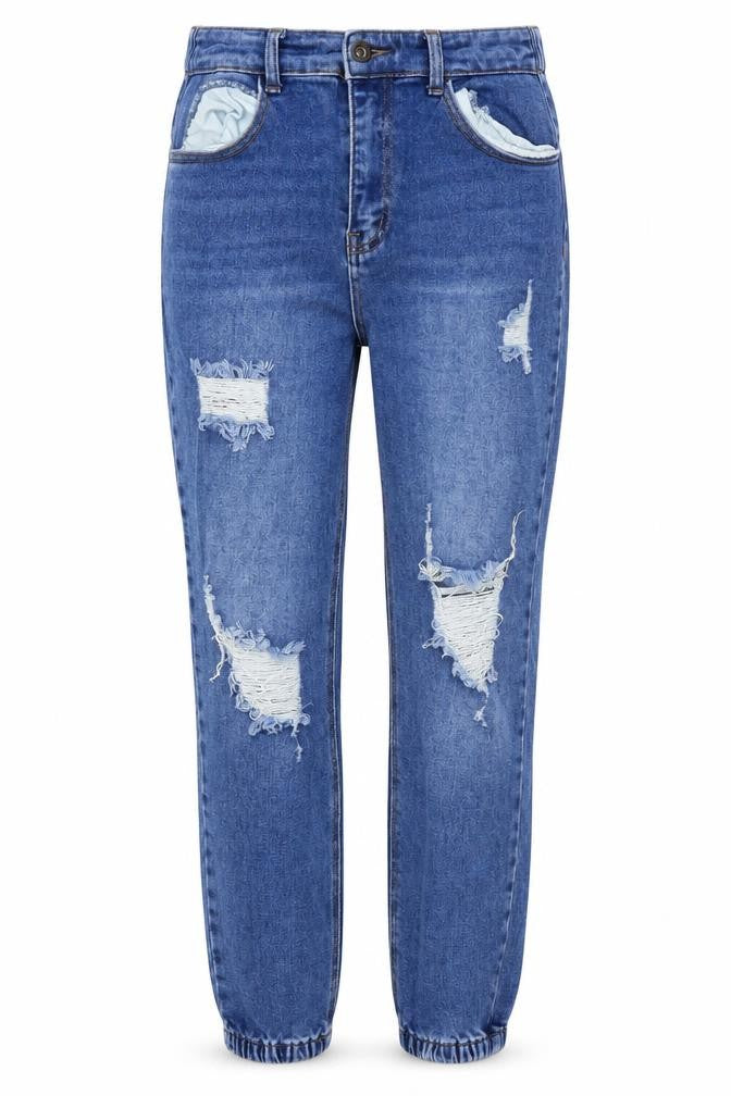 Max Jeans Womens Blue Cotton Tapered Jeans Size L L25 in Regular Zip