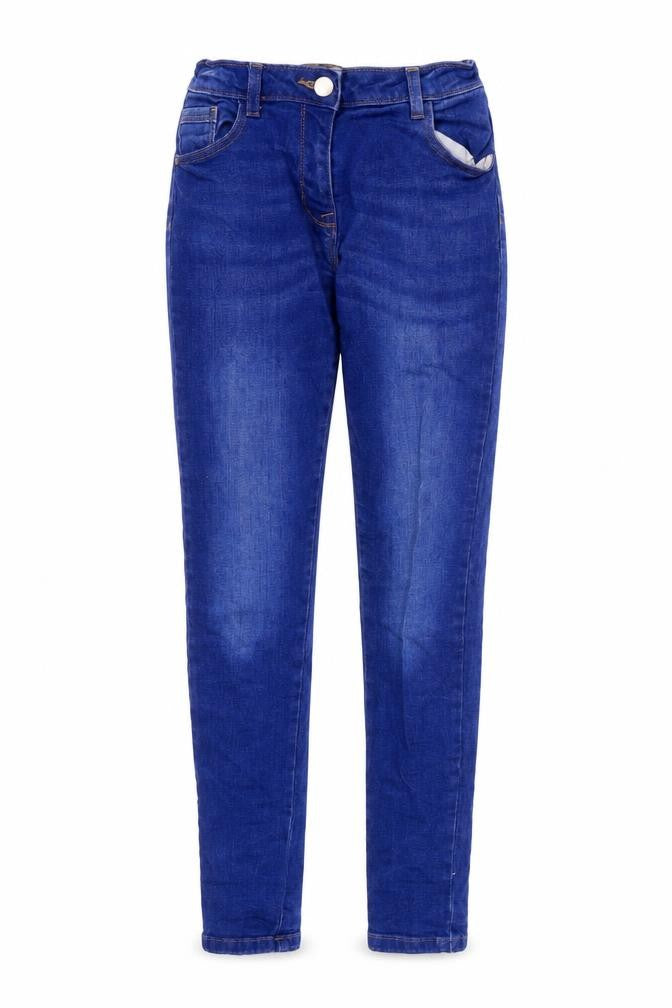 NEXT Girls Blue Cotton Skinny Jeans Size 12 Years Regular Zip