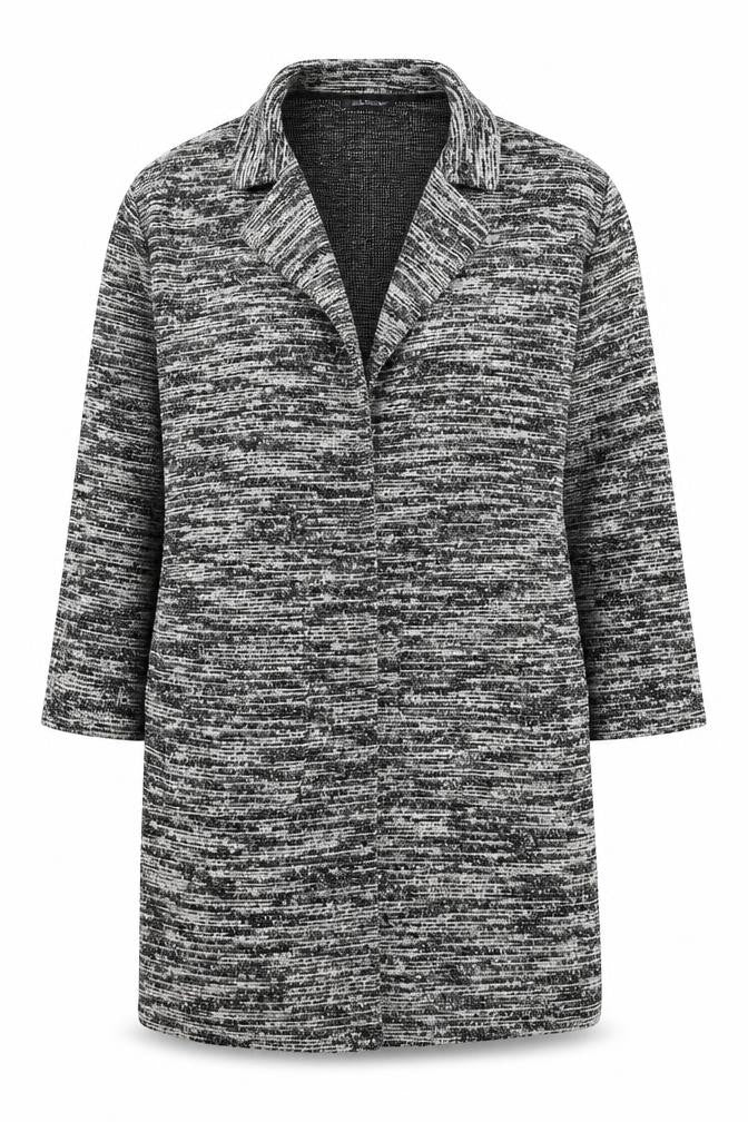 Front view of Marks & Spencer women’s grey overcoat coat, size UK 12