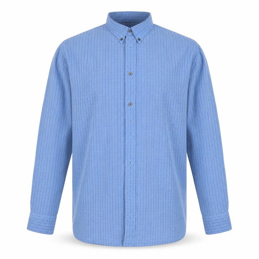Refind Mens Blue Striped Cotton Button-Up Size L Collared Button