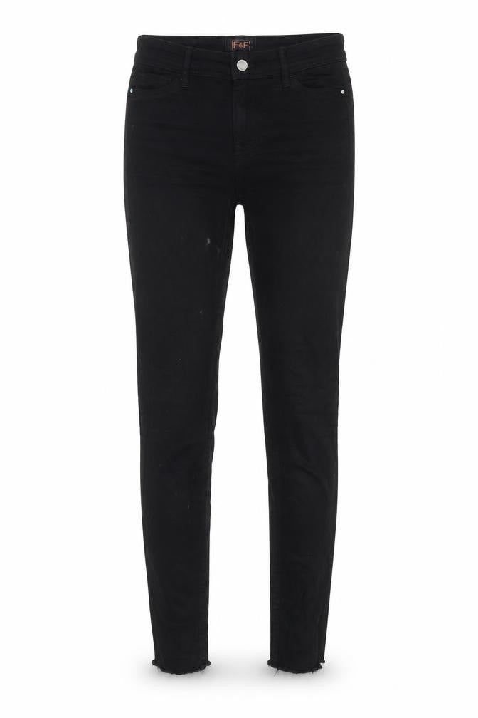 F&F Womens Black Cotton Straight Jeans Size 6 L26 in Regular Button