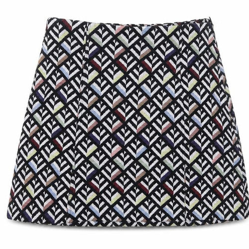 Zara Womens Multicoloured Geometric Cotton A-Line Skirt Size S Zip