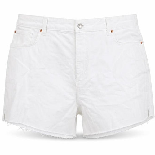 Marks and Spencer Womens White Cotton Mom Shorts Size 22 L4 in Regular Button