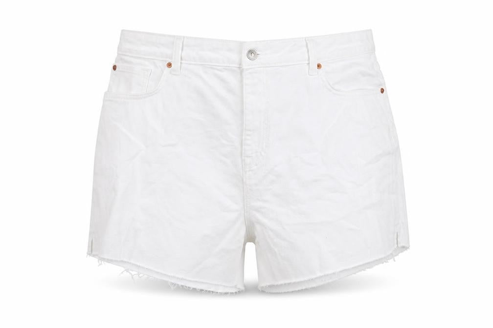 Marks and Spencer Womens White Cotton Mom Shorts Size 22 L4 in Regular Button