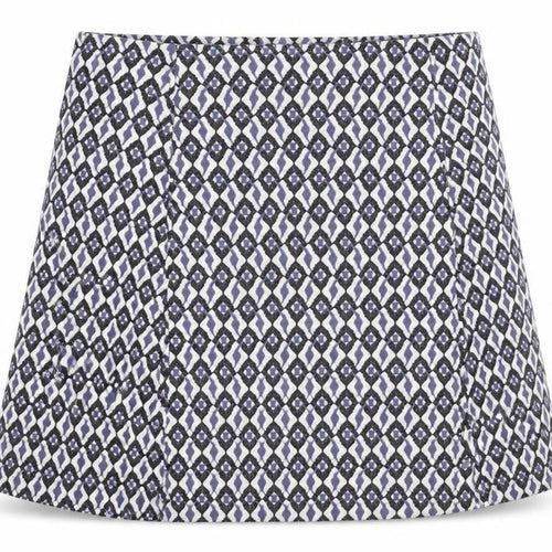 INDISKA Womens White Geometric Cotton A-Line Skirt Size L Zip