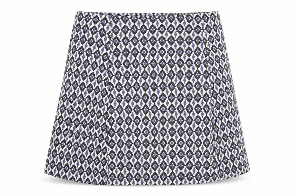 INDISKA Womens White Geometric Cotton A-Line Skirt Size L Zip