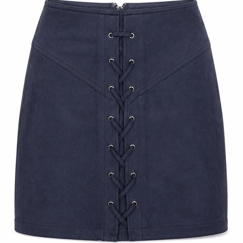 Ally Womens Blue Polyester A-Line Skirt Size 10 Zip - Lace Up Detail