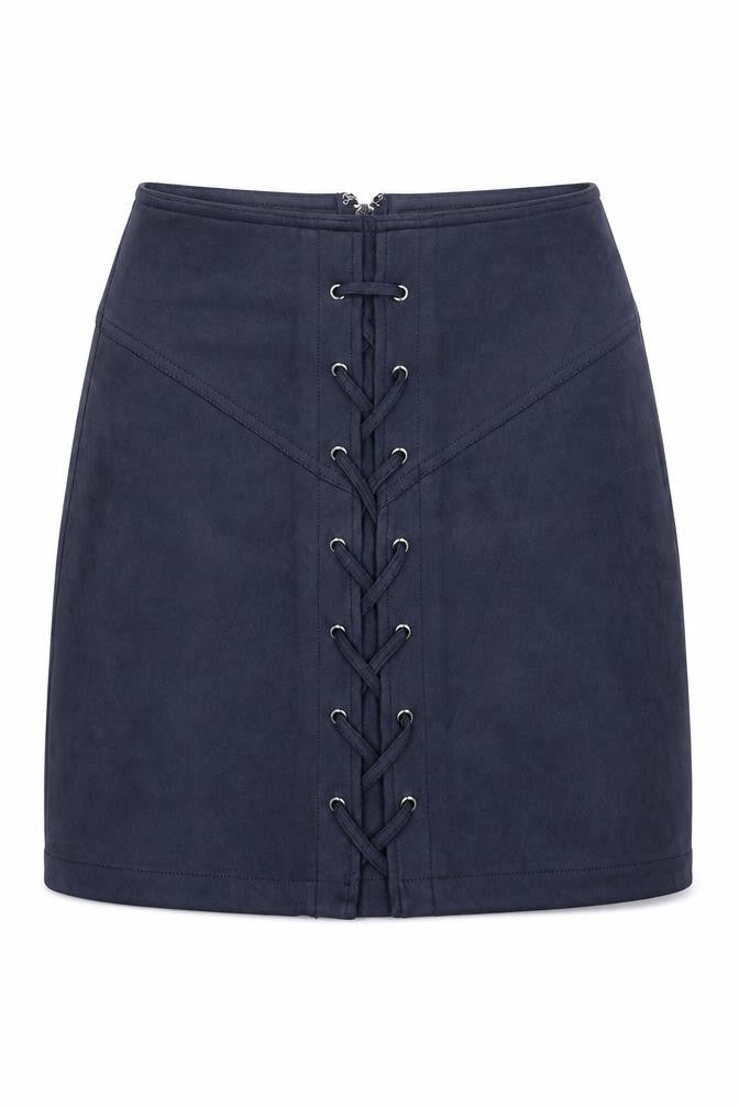 Ally Womens Blue Polyester A-Line Skirt Size 10 Zip - Lace Up Detail