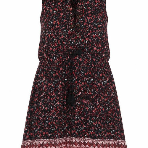 FOREVER 21 Womens Black Floral Viscose Sheath Size S V-Neck Pullover - Lace Up Detail