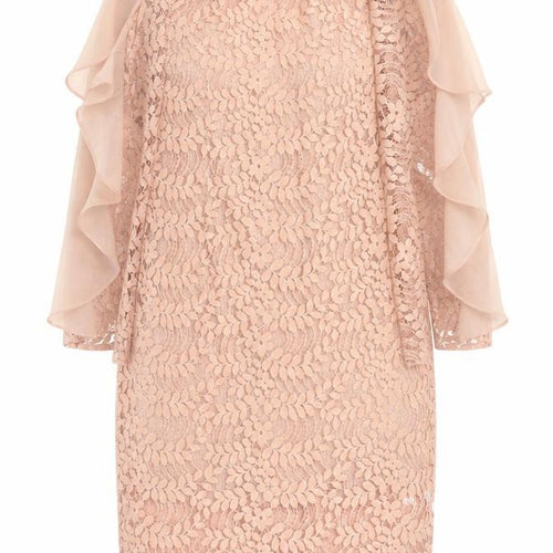 Sheilay Womens Pink Floral Polyester Pencil Dress Size L Off the Shoulder Zip - Lace Detail