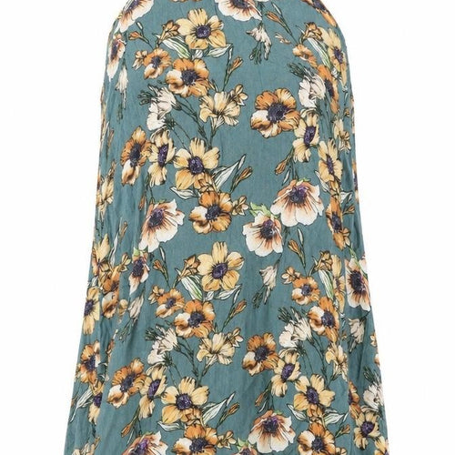 FOREVER 21 Womens Green Floral Rayon A-Line Size S Boat Neck Pullover