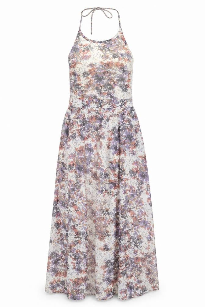 Jaune Rouge Womens Multicoloured Floral Polyester Maxi Size S Boat Neck Tie