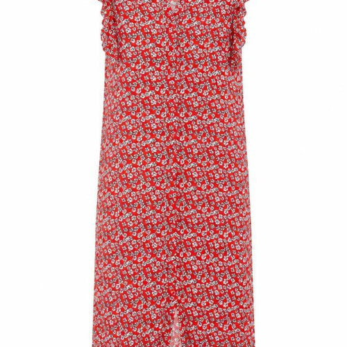 Papaya Womens Red Floral Viscose A-Line Size 10 V-Neck Button
