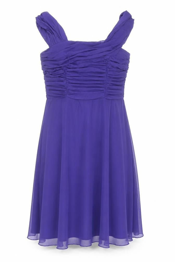 Front view of Next women’s purple nylon a-line, size UK 12, square neck zip