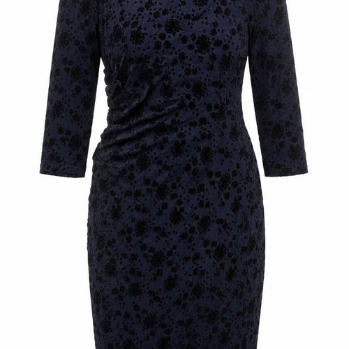 Preworn Womens Black Geometric Polyester Bodycon Size 10 Scoop Neck Zip