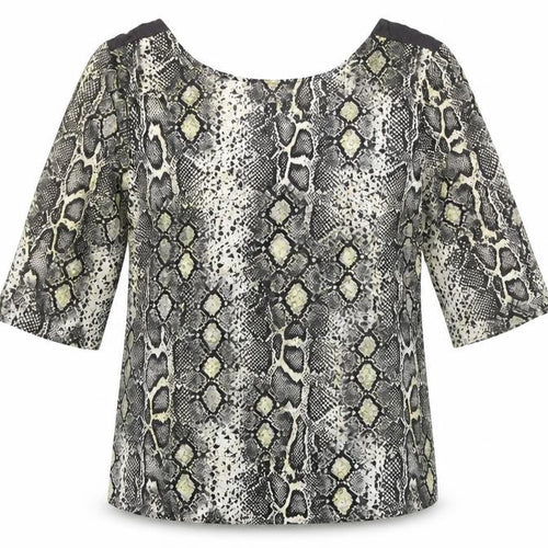 NEXT Womens Green Animal Print Viscose Basic T-Shirt Size 12 Scoop Neck - Snake Print