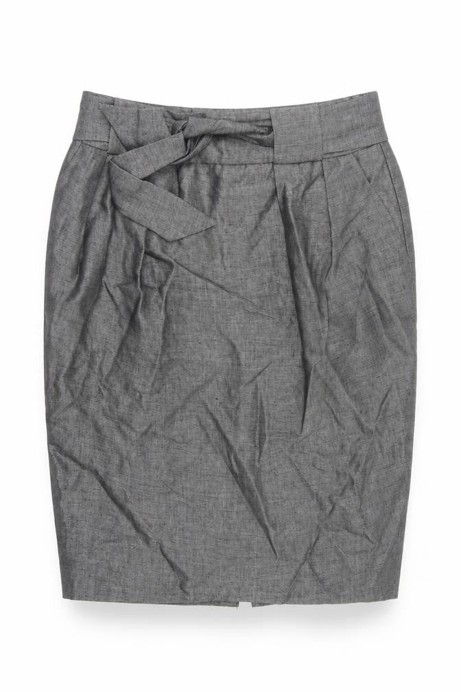 Principles Womens Grey Linen Straight & Pencil Skirt Size 10 Zip - Tie front
