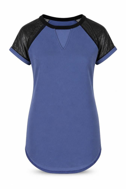 Front view of Select women’s blue polyester shift, size UK 14, round neck pullover