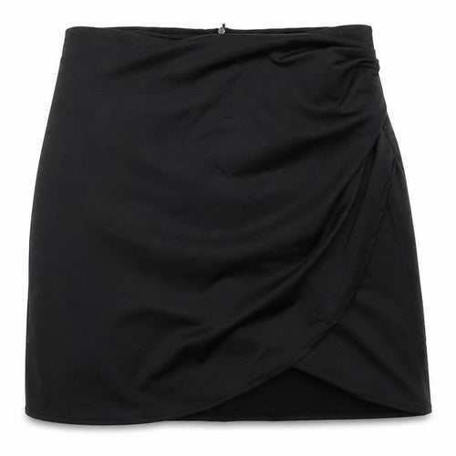 Preworn Womens Black Polyester Mini Skirt Size 30 in Zip - Ruched