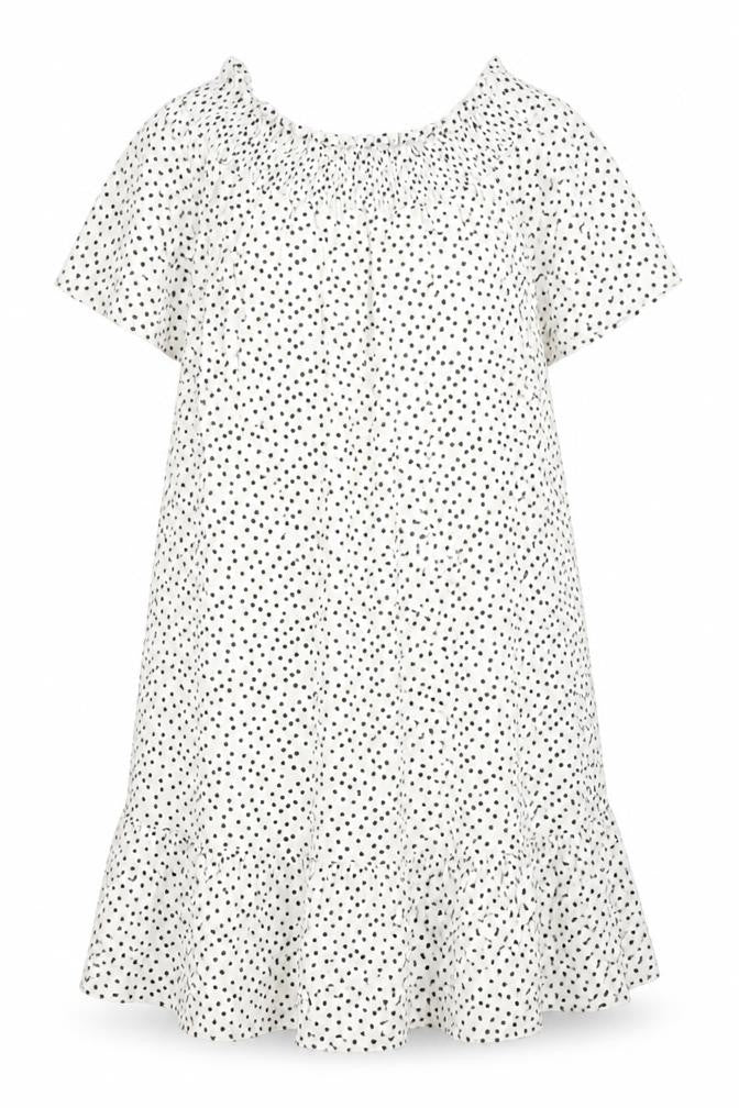 Roman Womens White Polka Dot Cotton A-Line Size 12 Off the Shoulder Pullover