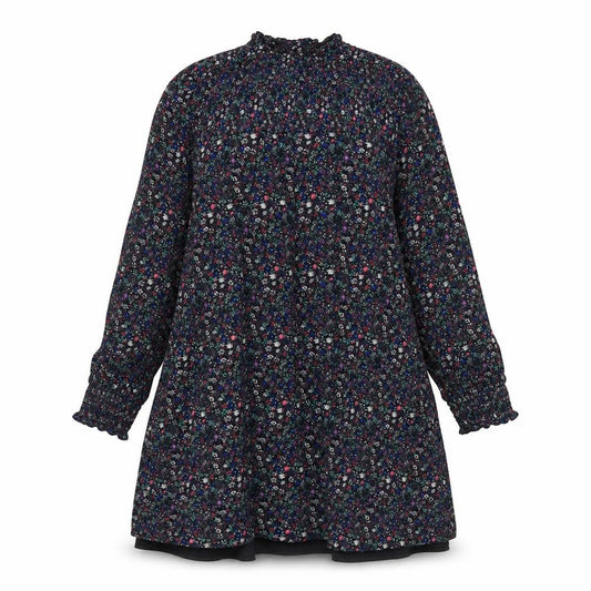 Front view of Marks & Spencer women’s multicoloured floral polyester a-line, size UK 12, round neck button