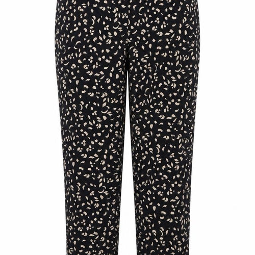 Marks and Spencer Womens Black Geometric Viscose Chino Trousers Size 6 L26 in Regular Button