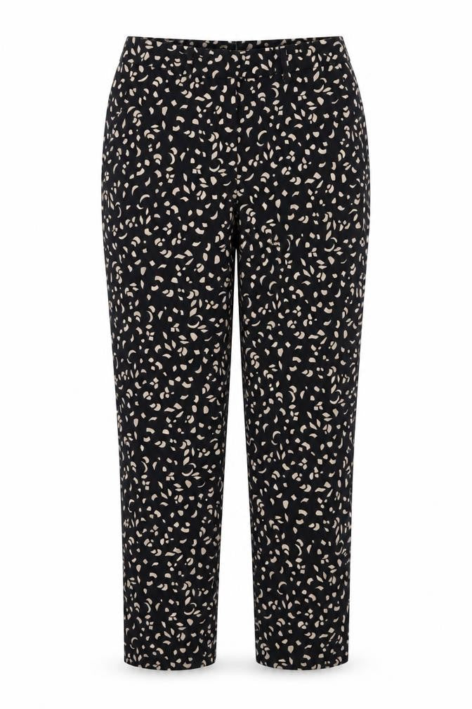 Marks and Spencer Womens Black Geometric Viscose Chino Trousers Size 6 L26 in Regular Button