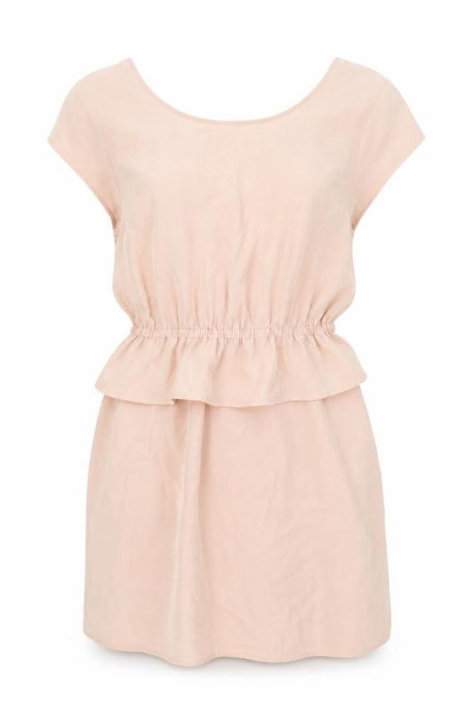 Front view of Only women’s pink polyester mini, size S, round neck pullover