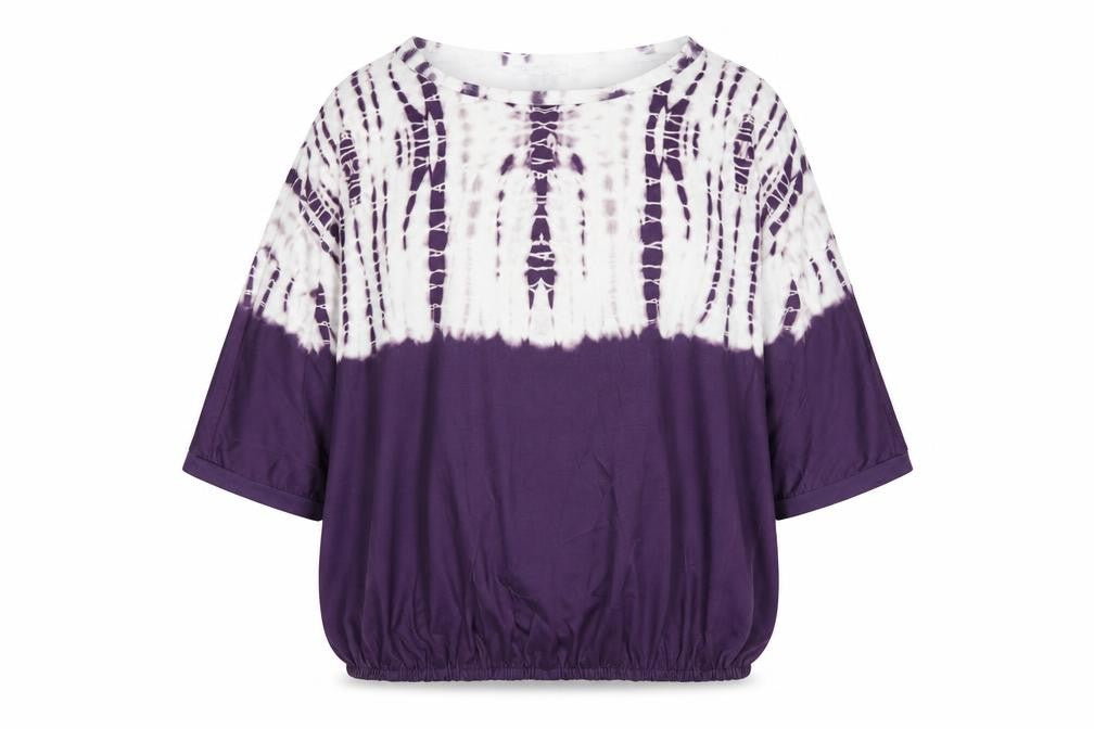 Front view of NB Avenue women’s purple polyester basic blouse, size XL, boat neck