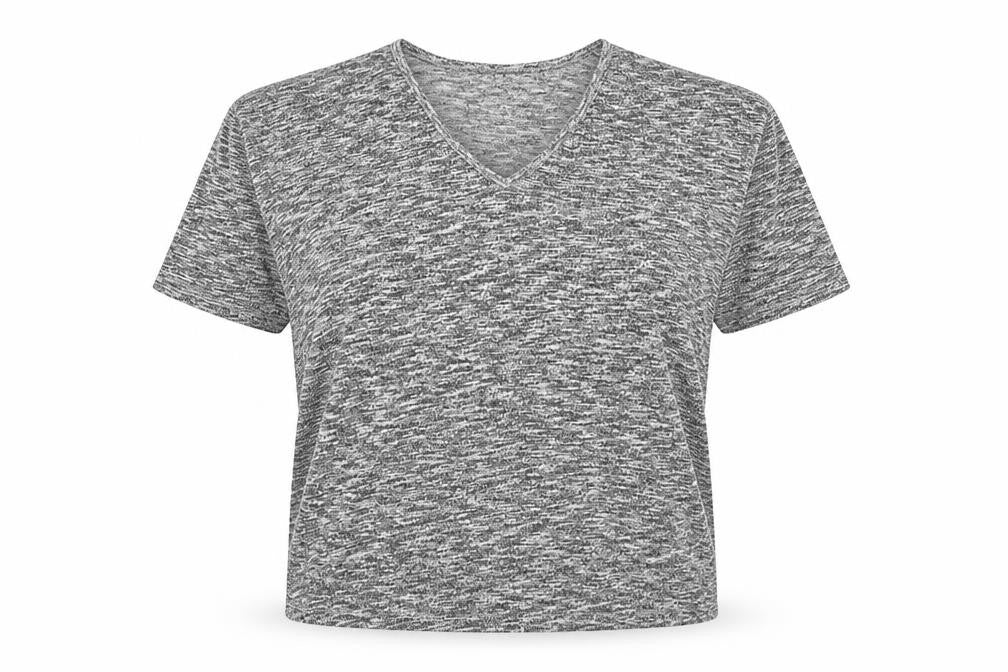 Front view of New Look women’s grey v-neck viscose jumper, size S