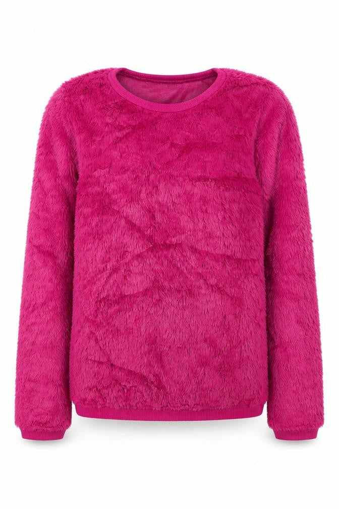 Front view of Miss E-vie girls’ pink polyester pullover sweatshirt, size 11-12, years pullover