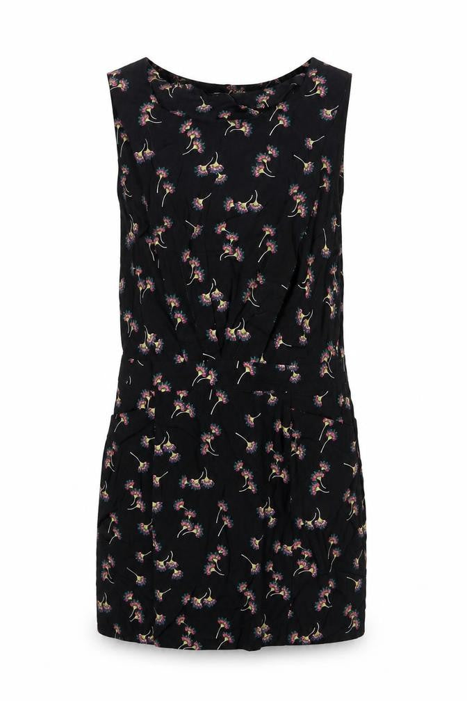 Love Label Womens Black Floral Viscose Tank Dress Size 8 Round Neck Pullover