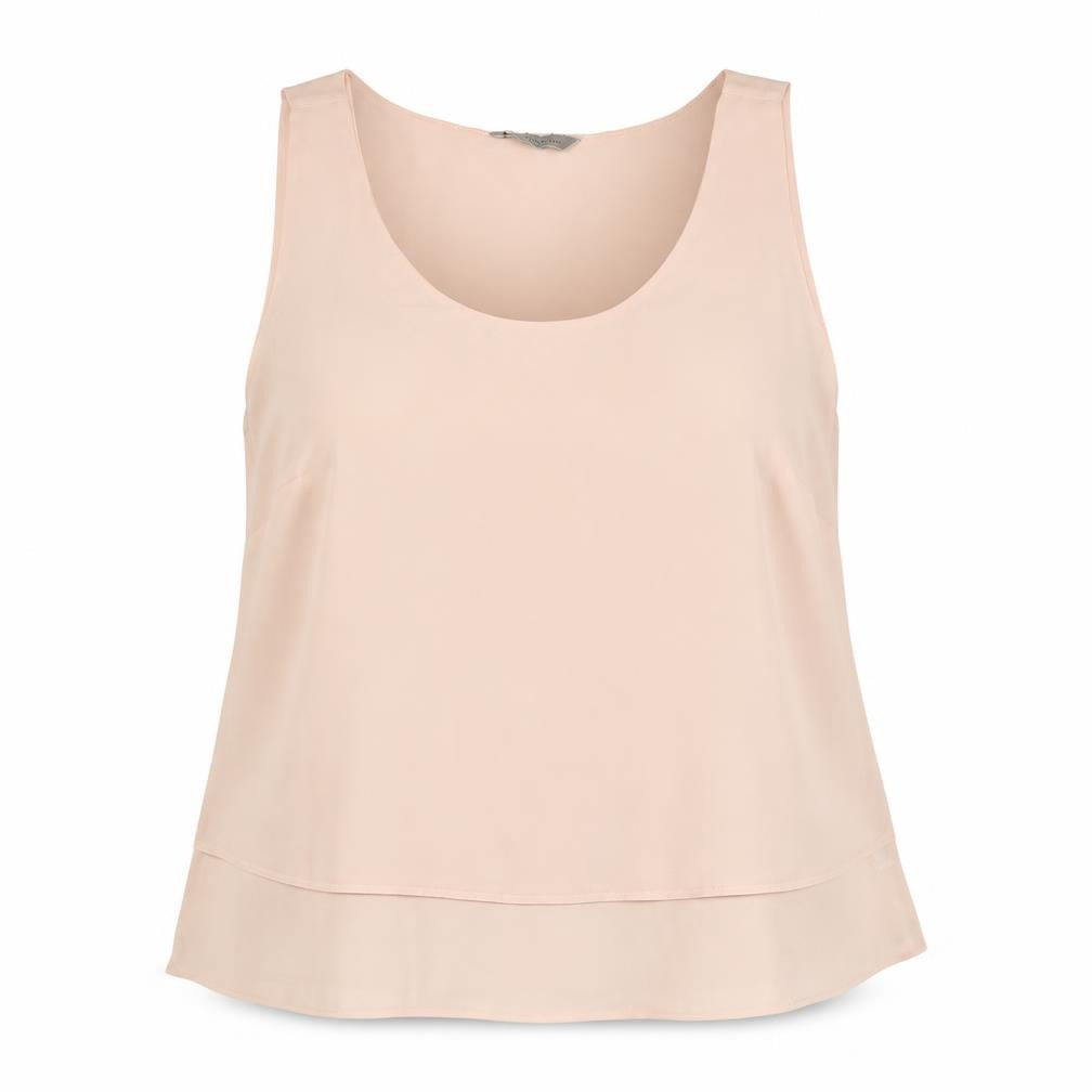 Marks and Spencer Womens Pink Polyester Jersey Tank Size 14 Scoop Neck