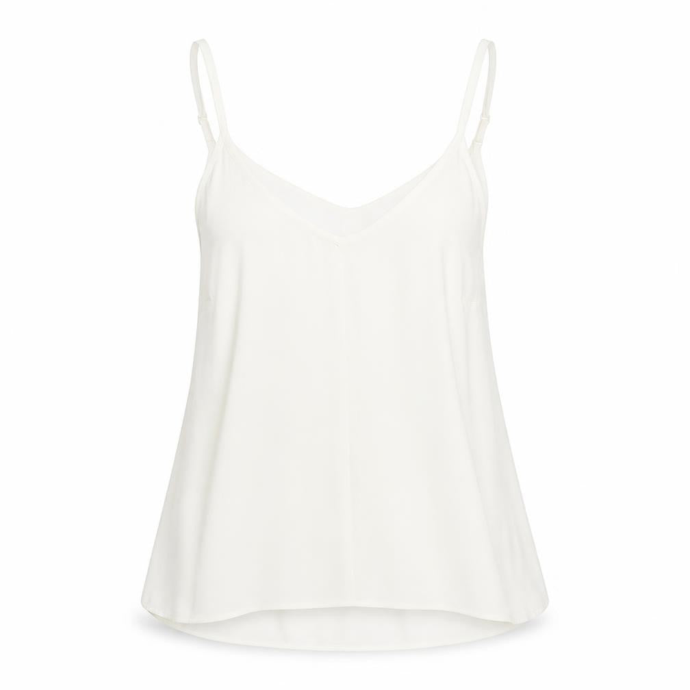 Front view of Atmosphere women’s white polyester camisole tank, size UK 8, v-neck