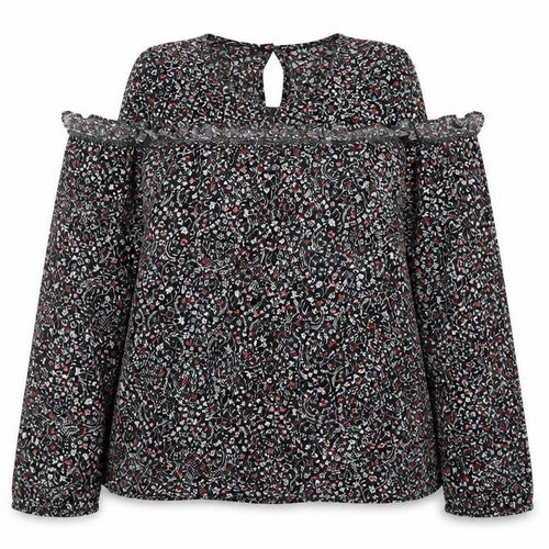 Dorothy Perkins Womens Black Floral Viscose Basic T-Shirt Size 18 Crew Neck - Cold Shoulder