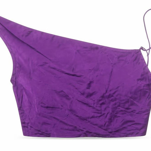 Zara Womens Purple Cropped Tank Size S Boat Neck