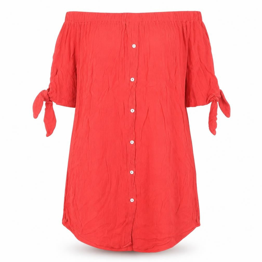 Front view of New Look women’s pink viscose shift, size S, off the shoulder pullover