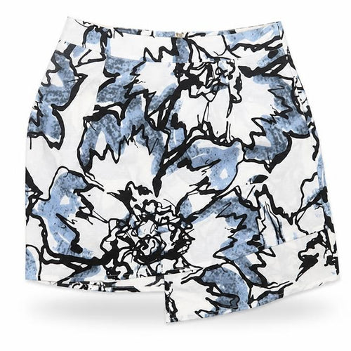 Love & Other things Womens Blue Geometric Polyester A-Line Skirt Size S Zip