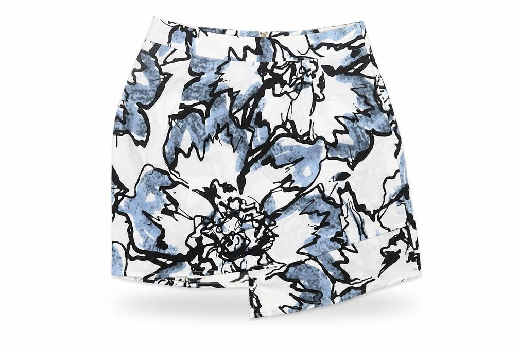 Love & Other things Womens Blue Geometric Polyester A-Line Skirt Size S Zip