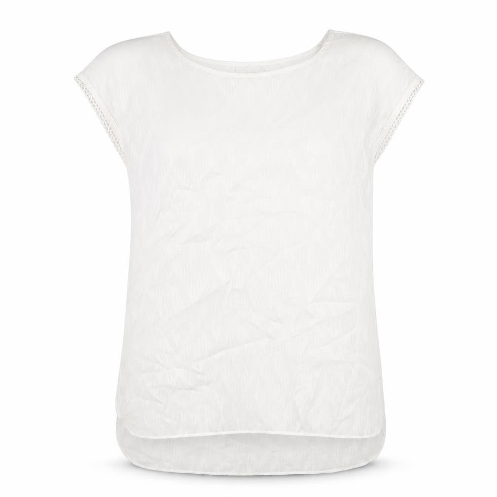 Front view of Charli women’s white argyle/diamond polyester basic t-shirt, size UK 8, boat neck